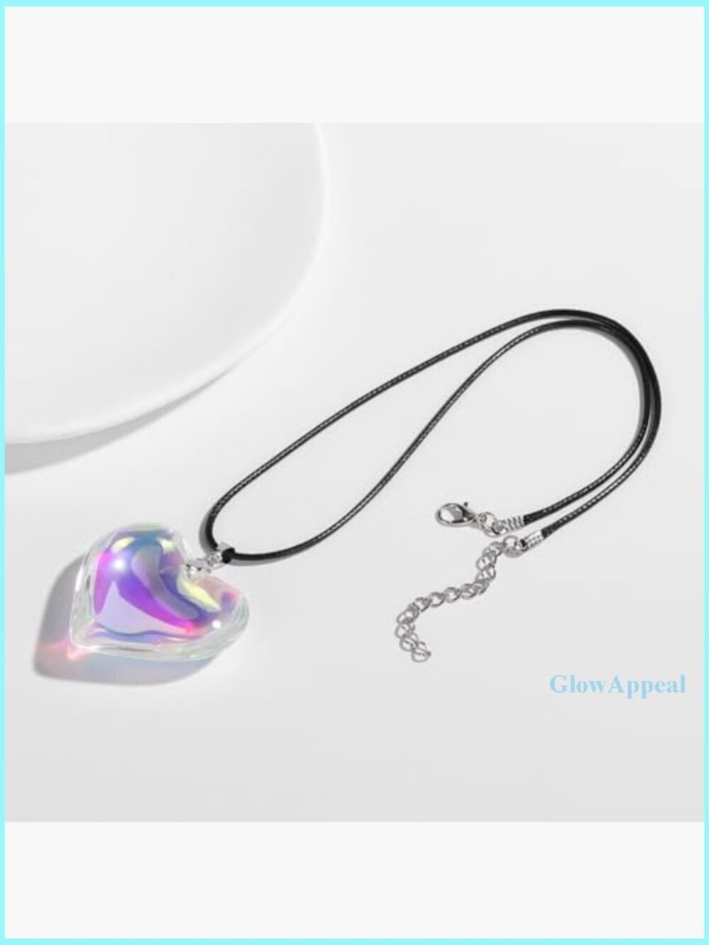 Chunky Glass Heart Choker Necklace, Adjustable Velvet Chain, Y2K Trendy Jewelry - Picture 5 of 7